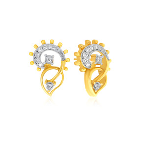 Pendientes Circulares de Diseño Romántico con Hojas Artísticas y Diamantes Brillantes, Oro Amarillo de 18K, con Diamantes Cultivados en Laboratorio - Product Image 2