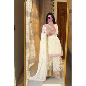 Conjunto superior e inferior de mujer de diseñador con Dupatta para ropa de fiesta - Product Image 5