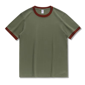 T-shirts unisexes en pur coton OEM ODM, tissu uni, manches courtes, anti-boulochage, coupe ample pour homme, à bas prix - Product Image 2