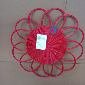 Flower Shape Natural Rattan Placemat Red Color Handwoven Eco Friendly <b>Table</b> Decor Wholesale Bulk Supplier <b>Dining</b> Accessories - Product Image 1