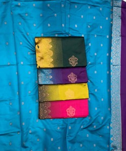 Sari de Seda Rosa con Borde Floral, Traje Tradicional Indio para Bodas, para Mujer - Product Image 4