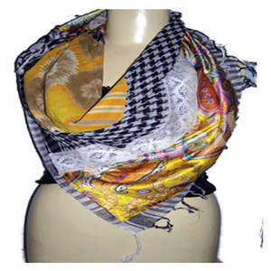 Pañuelo Cuadrado de Satén de Algodón Hecho a Mano por Diseñadores para Mujer, Elegante, de Verano, con Apliques, Ligero y de Lujo - Product Image 3