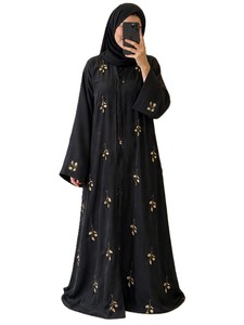 Vestido Abaya Étnico Bordado Modesto RN para Mujer, Transpirable, de Poliéster, Largo hasta el Suelo, Manga Larga, para Verano, Otoño, Bodas - Product Image 1