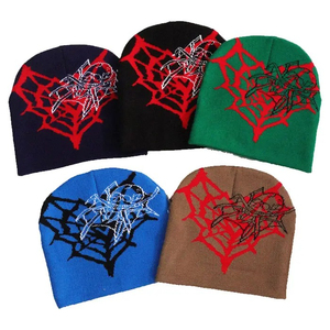 Gorros de Invierno Tejidos al por Mayor con Diseño de Araña Y2K, Gorro Acrílico con Patrón de Telaraña para Hombre y Mujer, Estilo Urbano Gótico - Product Image 3