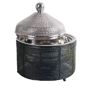 Modern Cage Casserole Premium Food Warmers Silver Dome <b>Buffet</b> <b>Server</b> with Tall Vertical Stainless Steel Pillar Stand - Product Image 1