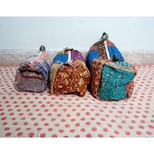 Pochette cosmétique en coton kantha faite à la main, petite-grande, avec fermeture éclair, sac abordable, cadeaux pour femmes - Product Image 2