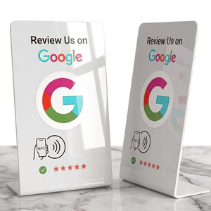 Weima Display RFID NFC Acrylic Review Stand with Custom Logo for Business Restaurant Hotel Cafe & Retail-Waterproof Desktop Sign - Product Image 2