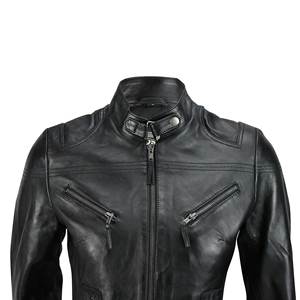 Chaqueta Bomber de Cuero Vacuno Genuino para Mujer, Lino/Seda Teñido Liso, Corte Ajustado, Logotipo Personalizado, Precio de Fábrica, Venta al Por Mayor OEM - Product Image 3