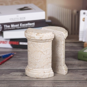 Marble Bookends Round Traditional Stone 2Pcs Irregular Pattern Design - Product Image 3