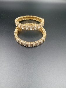 Gold Plated Women's Bangles With Pear Cut <b>Crystal</b> Rhinestones Channel Setting Classic Wedding Jewelry <b>Bracelets</b> - Product Image 3
