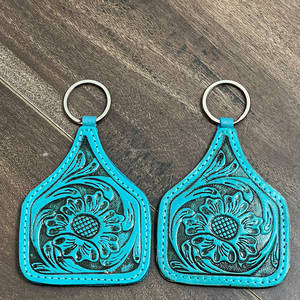 Super Oferta Septiembre 2026: Llavero de Cuero Turquesa con Diseño Grabado, Accesorio de Cuero Genuino para Hogar, Oficina y Regalos - Product Image 3