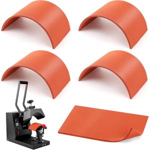 Set di 5 Tappetini in Silicone 8 x 4 Pollici Resistenti al Calore per Trasferimento Termico HTV su Cappelli, per Macchina Termopressa - Product Image 1