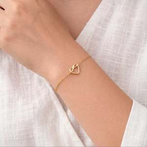 Fine Charm Bracelet-Hallmark Silver Minimal Loop Heart Gold Plated - Product Image 1
