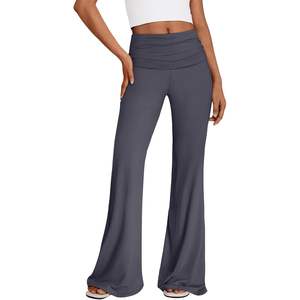 Pantalones de Yoga de pierna ancha para mujer de moda Queen trabajo de otoño Palazzo Flowy Casual puro suelto elástico comodidad para trajes de profesor de negocios - Product Image 2