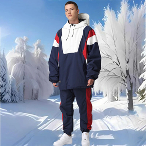 Traje de Esquí Unisex Rosa y Blanco con Bloques de Color, Impermeable 10.000 mm, Cortavientos, Chaqueta con Capucha y Pantalones, Conjunto para Adultos, Ropa de Invierno para Exteriores - Product Image 6