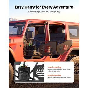 Porte in Acciaio Tubolare per Jeep Wrangler JK Unlimited 2007-2018 - Copertura Tonneau Anteriore e Posteriore per 4 Porte Compatibile con Porte Tubolari Jeep - Product Image 4