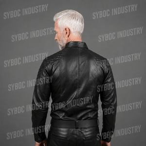 Camisa de Cuero de Cordero Negro para Hombre, Manga Larga y Corta, con Panel Acolchado en el Hombro, Botones a Presión, Estilo Casual para Fiesta - Product Image 2