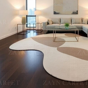 Modern Neutral Organic Shape Rug Hand Tufted Woolen Irregular Design Indoor Outdoor Rug Home Decor Best Price - Product Image 2