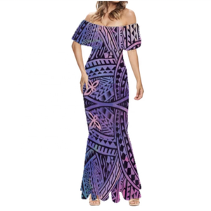 Robes sirène à imprimé traditionnel samoan, motif personnalisé, épaules dénudées, robes Puletasi moulantes pour femmes - Product Image 1