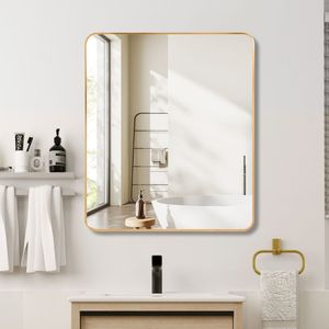 Specchio da parete rettangolare dorato per bagno, 30x36 pollici - Product Image 2