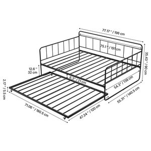 Struttura letto a giorno matrimoniale in metallo con letto estraibile e supporto a doghe in metallo resistente - Product Image 5