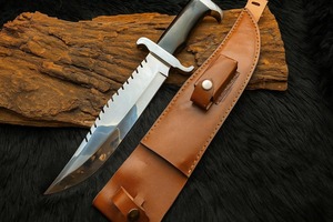 Cuchillo Bowie de Acero Inoxidable de Grado Industrial, Hecho a Mano, Personalizado OEM, para Camping, con Mango de Cuerno de 3mm, Funda de Cuero, 15 Pulgadas, Punta Clip - Product Image 6