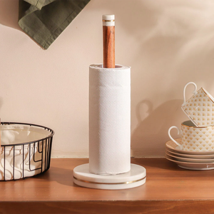 Support de rangement autoportant en bois pour essuie-tout de cuisine avec corde – Porte-rouleau de papier domestique - Product Image 5