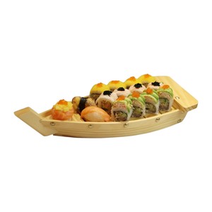 Plateau à sushi en bois naturel écologique, plateau de service pour sashimi, pour restaurants japonais, vente en gros - Product Image 1