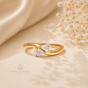 Anillo de compromiso abierto de dos piedras con moissanita de 1 quilate talla pera, chapado en oro, plata de ley 925, anillo de promesa para mujer - Product Image 1