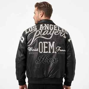 Chaqueta de Cuero de Cordero de Alta Gama OEM de Fábrica, Chaqueta de Hombre Moderna con Apliques de Pedrería Bordados Personalizados, Venta al Por Mayor - Product Image 2