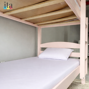 Lit superposé rose minimaliste personnalisable, meubles de chambre à coucher en bois sur mesure pour enfants - Product Image 3