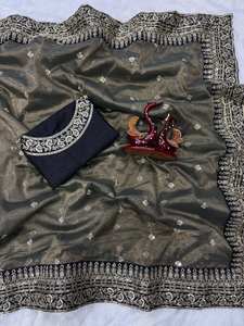 Sari indio de diseño elegante y moderno, sari de primera calidad para mujeres, para fiestas y bodas, precio al por mayor, listo para usar. - Product Image 2