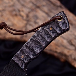 Couteau de chasse industriel à manche en bois, couteau de poche portable durable en acier inoxydable pour l'extérieur, couteau à lame fixe - Product Image 3