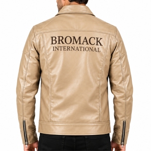 Veste en cuir PU pour homme, couleur personnalisée, avec fermeture éclair avant, classique, moderne, élégante, polyvalente, durable, coupe confortable. - Product Image 2