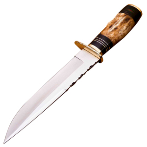 Cuchillo de Hoja Fija para Exteriores, Hoja de Acero Inoxidable de Grado Industrial con Punta Caída, Funda de Madera Negra con Costuras Rojas para Camping - Product Image 5