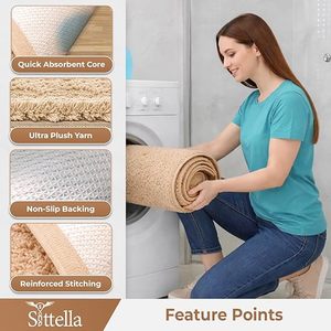 Tapis de salle de bain personnalisé à poils longs, rectangulaire, en microfibre, couleur unie, absorbant, antidérapant pour salles de bain - Product Image 2