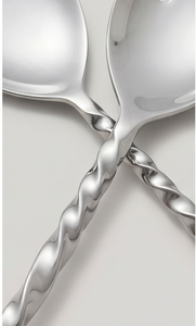 Stainless Steel Salad <b>Spoon</b> <b>Fork</b> <b>Set</b> With Twisted Handle Modern Design High Mirror Polish Dishwasher Safe Flatware - Product Image 2