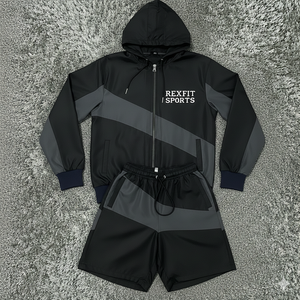 Conjunto Deportivo Rexfit al por Mayor para Hombre, Chaqueta Cortavientos y Pantalones Cortos, Nylon Premium, para Entrenamiento de Verano, Dos Piezas - Product Image 4