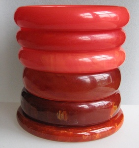 Classic <b>Red</b> Resin Bangle <b>Bracelets</b> Set Women's Fashion Jewelry Marbled Pattern Acrylic Lucite Bangles Gift Style - Product Image 1