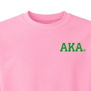 Sudadera Rosa con Cuello Redondo AKA, Estampado de Escudo Verde, Sudadera de Forro Polar Unisex, Ropa de Hermandad Griega, OEM ODM - Product Image 2