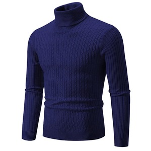 New Men's High Neck <b>Sweater</b> Solid Color Pullover Knitted Warm Casual <b>Turtleneck</b> Sweatwear Woolen Mens Winter Outdoor Tops - Product Image 4