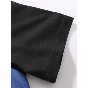 Polo pour homme à blocs de couleur, manches courtes, tricoté, respirant, décontracté, bleu, noir, gris - Product Image 5