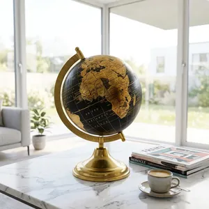 Black & Gold World Globe with Metal Stand Decorative Desk Globe for Home Office <b>Study</b> <b>Table</b> Students and Gifts - Product Image 3