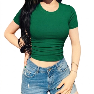 Top Corto sin Costuras con Volantes para Mujer, Manga Corta, Corte Ajustado, Ropa Deportiva para Yoga y Ejercicio - Product Image 5