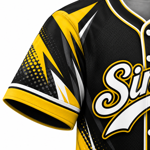 เสื้อเบสบอลสั่งทำพิเศษ Sinewy สีดำเหลือง ระบายอากาศได้ดี ป้องกันแบคทีเรีย แขนสั้น สำหรับฤดูหนาว เหมาะสำหรับผู้ใหญ่ทุกคน - Product Image 4