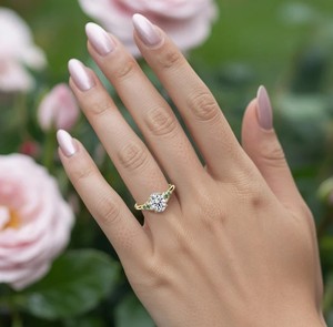 Oval Cut Moissanite Engagement & Wedding <b>Ring</b> 925 Sterling <b>Silver</b> 18K Gold Plated Luxury <b>Statement</b> <b>Ring</b> for Women Prong Setting - Product Image 2