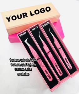 Curve/45/Boot Eyelash Extension Tweezers Set Anti Slip Stainless Steel Volume <b>Lash</b> Tweezers Custom Logo Color Anti-Magneti - Product Image 4