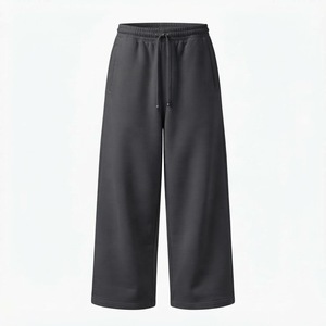 Custom Brand Midweight Cotton Fleece Wide Leg <b>Men's</b> Sweatpants Drawstring Casual <b>Loose</b> Fit Mid Waist <b>Joggers</b> - Product Image 3
