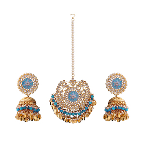 Indian Alloy Trendy Drop Zircon Tassel Jhumka <b>Handmade</b> <b>Earrings</b> Crystal Rhinestone Pearl HeadpieceMaang Tikka Wedding Jewelry - Product Image 4