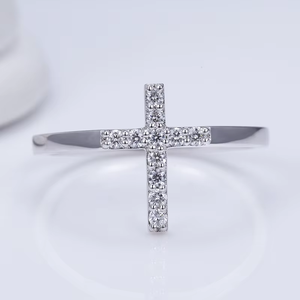 <b>Cross</b> Diamond <b>Ring</b> Round Brilliant Cut Lab Diamonds Religious Style Unisex Jewelry - Product Image 3